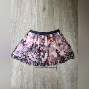 George Pink and Black Floral Mini Skirt